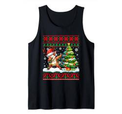 Dabbing Reindeer Christmas Tree Colorful Lights Sweater Tank Top von Family Lover Christmas Costume