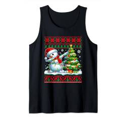 Dabbing Snowman Christmas Tree Colorful Lights Sweater Tank Top von Family Lover Christmas Costume