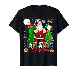 Frohe irische Weihnachten Lustige Santa Proud irische Flagge T-Shirt von Family Lover Christmas Costume