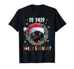 Is This Jolly Enough Christmas Lights Floral Cool Santa Cat T-Shirt von Family Lover Christmas Costume