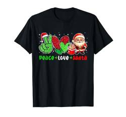 Peace Love Santa Christmas Peace Handzeichen Hearts Lover Kids T-Shirt von Family Lover Christmas Costume