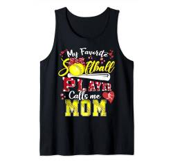 My Favorite Softball Player calls me Mom Tee Muttertag Tank Top von Family Matching Mother's Day gifts