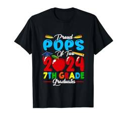 Stolze Pops von zwei 2024 Absolventen der 7. Klasse Familienliebhaber T-Shirt von Family Men Graduation Kids Costume