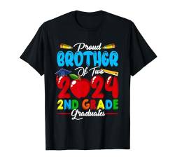 Stolzer Bruder von zwei 2024 Absolventen der 2. Klasse Familienliebhaber T-Shirt von Family Men Graduation Kids Costume