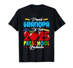Stolzer Opa von zwei 2025 Vorschulabsolventen Familienliebhaber T-Shirt von Family Men Graduation Kids Costume