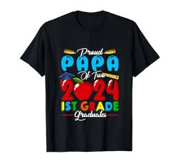 Stolzer Papa von zwei 2024 1. Klasse Absolventen Familienliebhaber T-Shirt von Family Men Graduation Kids Costume
