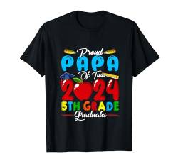 Stolzer Papa von zwei 2024 5. Klasse Absolventen Familienliebhaber T-Shirt von Family Men Graduation Kids Costume