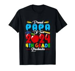 Stolzer Papa von zwei 2024 Absolventen der 4. Klasse Familienliebhaber T-Shirt von Family Men Graduation Kids Costume