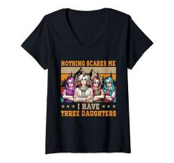 Damen Proud I Have Three Cute Daughters Mother's Day Family Kids T-Shirt mit V-Ausschnitt von Family Mother's Day Costume
