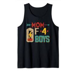 Mom Of 4 Funny Boys Costume Battery Mother's Day Family Tank Top von Family Mother's Day Costume