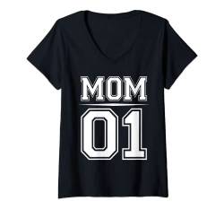 Damen MOM 01 | Familien Outfit | Mutter Vater Kind Set Partnerlook T-Shirt mit V-Ausschnitt von Family Partnerlook Mama Papa Tochter Sohn