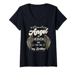 Damen Engelsflügel Himmel Bruder Beerdigung Gedenkstätte Erinnerung Geschwister T-Shirt mit V-Ausschnitt von Family Remembrance Designs