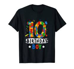Geburtstag Junge Bausteine 10 Jahre alt T-Shirt von Family Theme Kids Birthday Crew Shirts