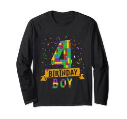 Geburtstag Junge Bausteine 4 Jahre alt Langarmshirt von Family Theme Kids Birthday Crew Shirts