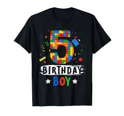 Geburtstag Junge Bausteine 5 Jahre alt T-Shirt von Family Theme Kids Birthday Crew Shirts