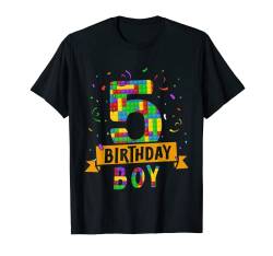 Geburtstag Junge Bausteine 5 Jahre alt T-Shirt von Family Theme Kids Birthday Crew Shirts
