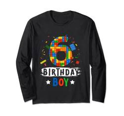 Geburtstag Junge Bausteine 6 Jahre alt Langarmshirt von Family Theme Kids Birthday Crew Shirts