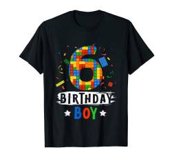 Geburtstag Junge Bausteine 6 Jahre alt T-Shirt von Family Theme Kids Birthday Crew Shirts