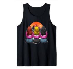 Sunset Retro Three Cute Sisters Costume Siblings Cousin Tank Top von Family Vacations Costume