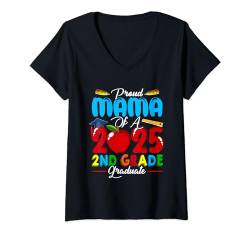 Damen Stolze Mama eines Familienliebhabers der 2. Klasse 2025 T-Shirt mit V-Ausschnitt von Family Women Graduation Kids Costume