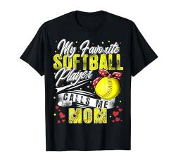 Retro Meine Lieblings-Softballspielerin nennt mich Mama Muttertag T-Shirt von Family Xmas Sweater gift