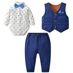 Famuka Baby Anzüge Baby Junge Sakkos Taufe Hochzeit Babybekleidung Set (Blau 2, 90, 2_Years) von Famuka