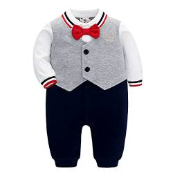 Famuka Baby Anzug Strampler Taufe Hochzeit Babykleidung Outfit Babyoverall (6 Monate, Grau) von Famuka