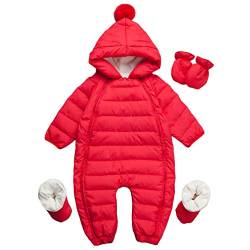 Famuka Baby Daunenanzug Schneeanzug Jungen Mädchen Winter Babymode Set (Rot, 73) von Famuka