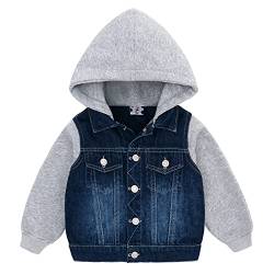 Famuka Baby Jeansjacke kleinkinder Jacke Jungen Mädchen Jeans Jacke Kapuze Denim Waschungseffekt Baumwolle (Dunkelblau, 18M) von Famuka