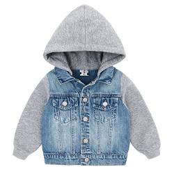 Famuka Baby Jeansjacke kleinkinder Jacke Jungen Mädchen Jeans Jacke Kapuze Denim Waschungseffekt Baumwolle (Hellblau, 12M) von Famuka