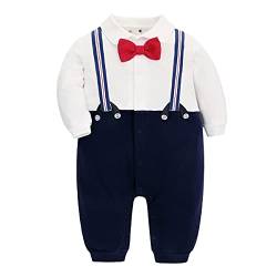 Famuka Baby Junge Anzug Strampler Hochzeit Taufe Babykleidung Taufanzug Festanzug (9 Monate, Weiß) von Famuka