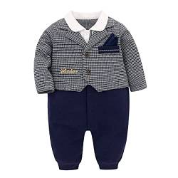 Famuka Baby Junge Anzug Taufe Hochzeit Baby Festanzug Smoking Outfit Strampler (Grau, 66, 3 Monate) von Famuka