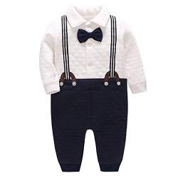 Famuka Baby Junge Strampler Taufe Hochzeit Anzug Neugeborenen Somking (Winter-Blau, 3-6 Monate) von Famuka