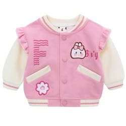 Famuka Baby Mädchen Jacke College Jacke Cardigan Herbst Winter Übergangsjacke (Rosa, 18M) von Famuka