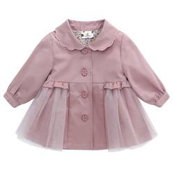 Famuka Baby Mädchen Jacke Kleinkinder Jäckchen Übergangsjacke Trechcoat Cardigan Babykleidung (Rosa, 9M) von Famuka