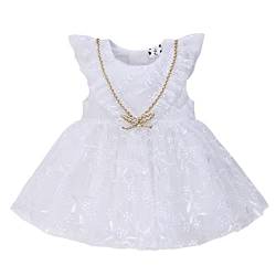 Famuka Baby Mädchen Kleid Prinzessin Tütü Elegant Spitze Blumen Tüll Abendkleid Hochzeit Geburtstag Taufe Partykleid (Weiß A, 9M) von Famuka