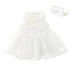 Famuka Baby Mädchen Kleider Baby Taufkleid Brautkleid Hochzeit Geburtstag Taufe Kleider (Weiß, 73, 6_Months) von Famuka