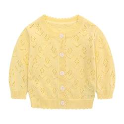 Famuka Baby Mädchen Strickjacke Cardigan Übergangsjacke Pullover Sommer Babykleidung (Gelb, 6M) von Famuka