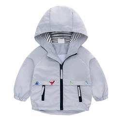 Famuka Kinder Jacke Baby Junge Übergangsjacke Kleinkinder Sommerjacke mit Kapuze (Grau, 18M) von Famuka