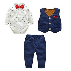 Famuka baby Anzüge baby Junge Sakkos Taufe Hochzeit Babybekleidung Set (Blau, 73, 12_months) von Famuka
