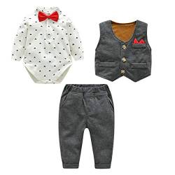 Famuka baby Anzüge baby Junge Sakkos Taufe Hochzeit Babybekleidung Set (Grau, 66, 9_months) von Famuka