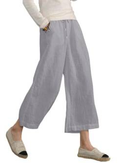 Famulily 7/8 Hosen Damen Weites Bein Jogpants Hosen Damen Elegant Grau XL von Famulily