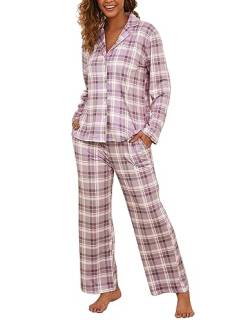 Famulily Bequeme Button Down Damen Pyjama Sets 2-teiliges Lounge Set Langarm Outfit Sets Rosa XXL von Famulily