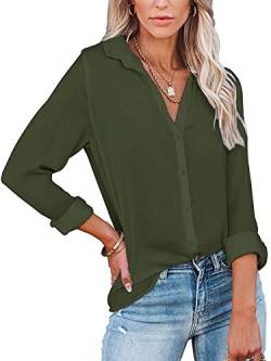 Famulily Bluse FüR Damen Sale Langarm Bluse mit V-Ausschnitt Grün 2XL von Famulily