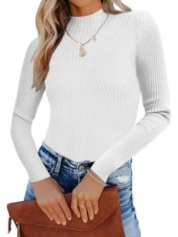 Famulily Damen Elegante weiße Turtleneck Pullover Pullover Pullover-Tops Weiche gerippte Strick Langarm-Pullover-Tops (S, Weiß) von Famulily