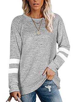 Famulily Damen Langarmshirts Baumwolle Basic Dünne Kuschel Pullover Damen Lang Grau L von Famulily