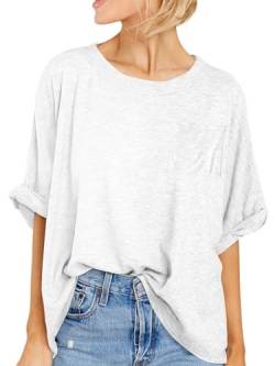 Famulily Damen Oversized T Shirt Kurzarm Lose Casual Basic Tshirts Sommer Tee Tops (M,Weiß) von Famulily