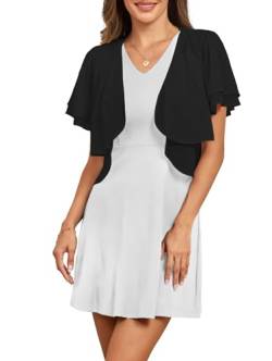 Famulily Damen Schwarze Schultern und Bolero Cardigans, Elegante Chiffon Schultern Schal für Frauen Hochzeit Abendkleid (M, Schwarz) von Famulily