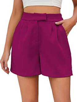 Famulily Damen Sommer Nette Shorts Casual Seitentaschen Hohe Taille Shorts mit Reißverschluss Hot Pink M von Famulily