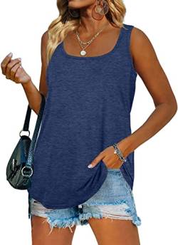 Famulily Damen Sommer T Shirt Ärmellose Oberteile Bluse lose Shirt Tank Top Weste Tops,Marine,M von Famulily